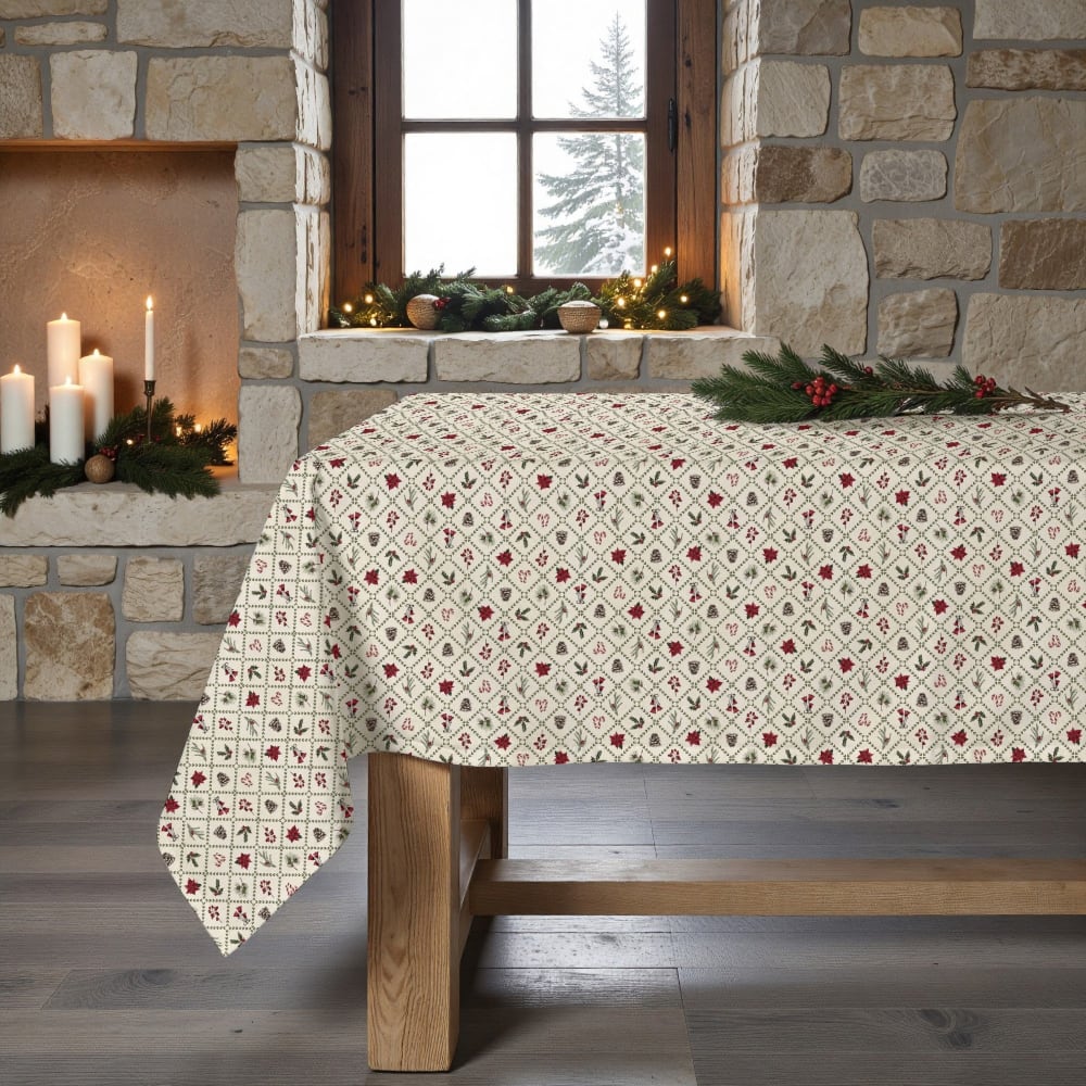 Fleckenabweisende Tischdecke, 100% Baumwolle mehrfarbig 250x155