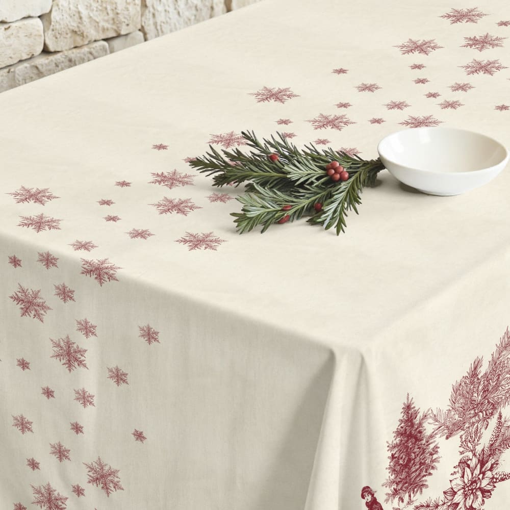 Fleckenabweisende Tischdecke, 100% Baumwolle rot 300x155 cm -