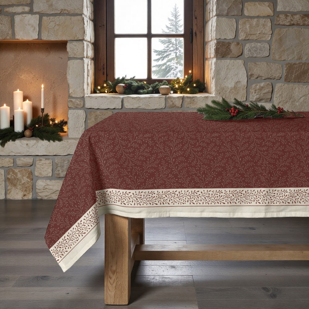 Muare Home Fleckenabweisende Tischdecke, 100% Baumwolle rot 250x155 cm - Baumwolle