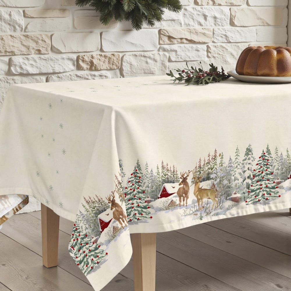 Nappe de Noël anti-taches 100% coton multicolore 300x155 cm
