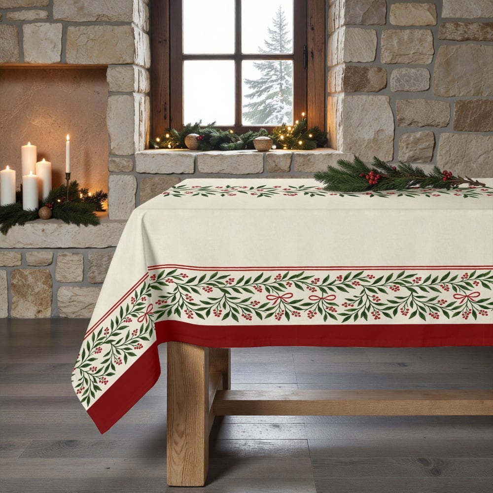 Fleckenabweisende Tischdecke, 100% Baumwolle mehrfarbig 250x155