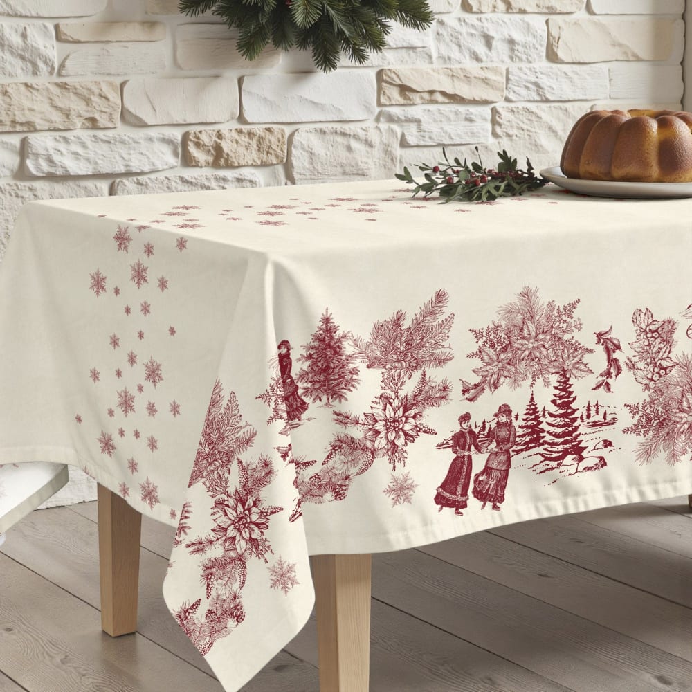 Muare Home Fleckenabweisende Tischdecke, 100% Baumwolle rot 100x155 cm - Baumwolle