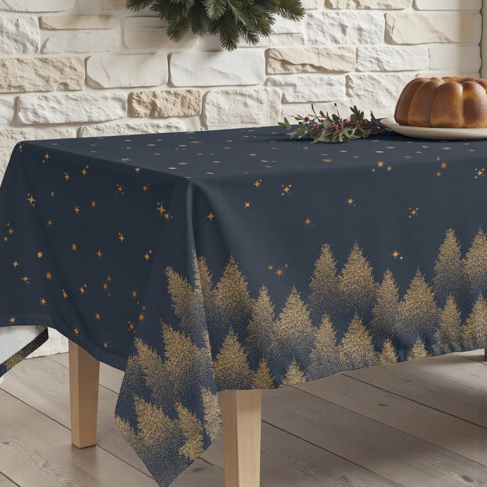 Muare Home Fleckenabweisende Tischdecke, 100% Baumwolle marineblau 100x155 cm - Baumwolle