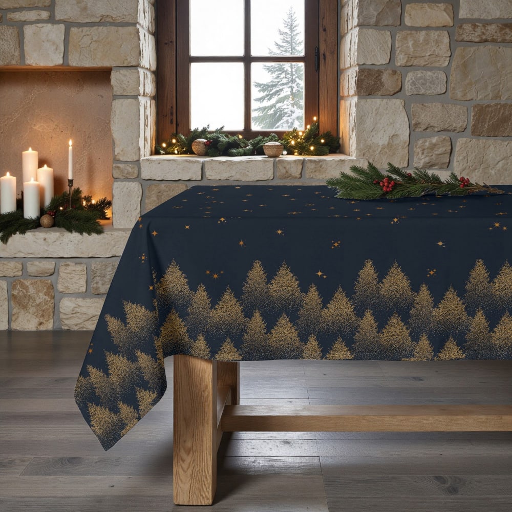 Fleckenabweisende Tischdecke, 100% Baumwolle marineblau 100x155