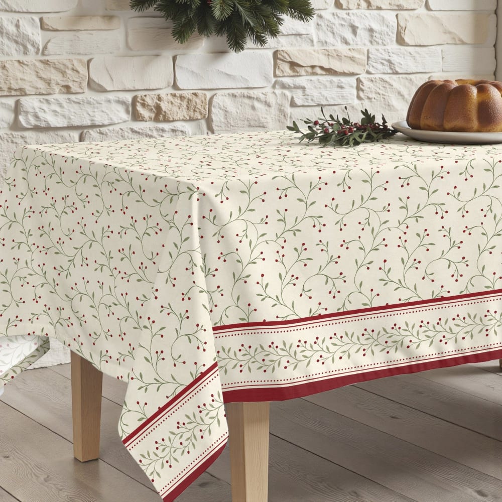 Fleckenabweisende Tischdecke, 100% Baumwolle beige 155x155 cm -