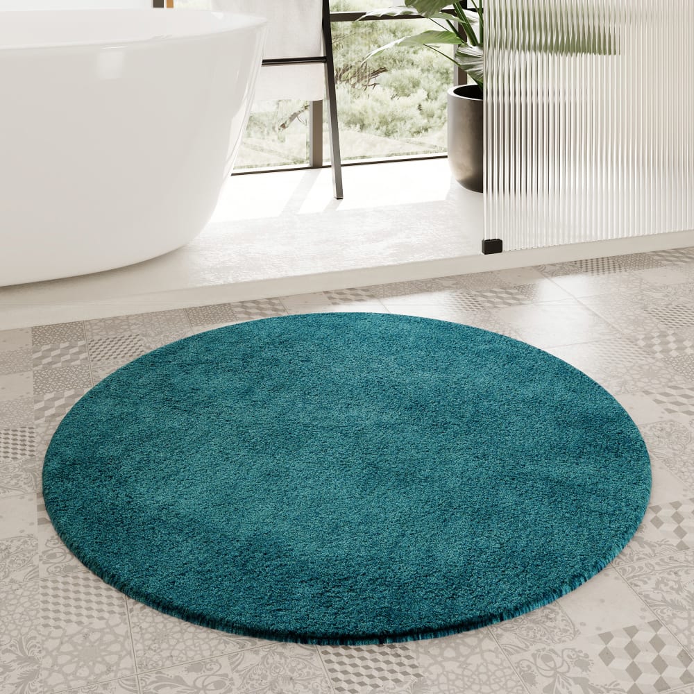 Tapis de bain uni en polyester vert pétrole 90 cm — vue 3