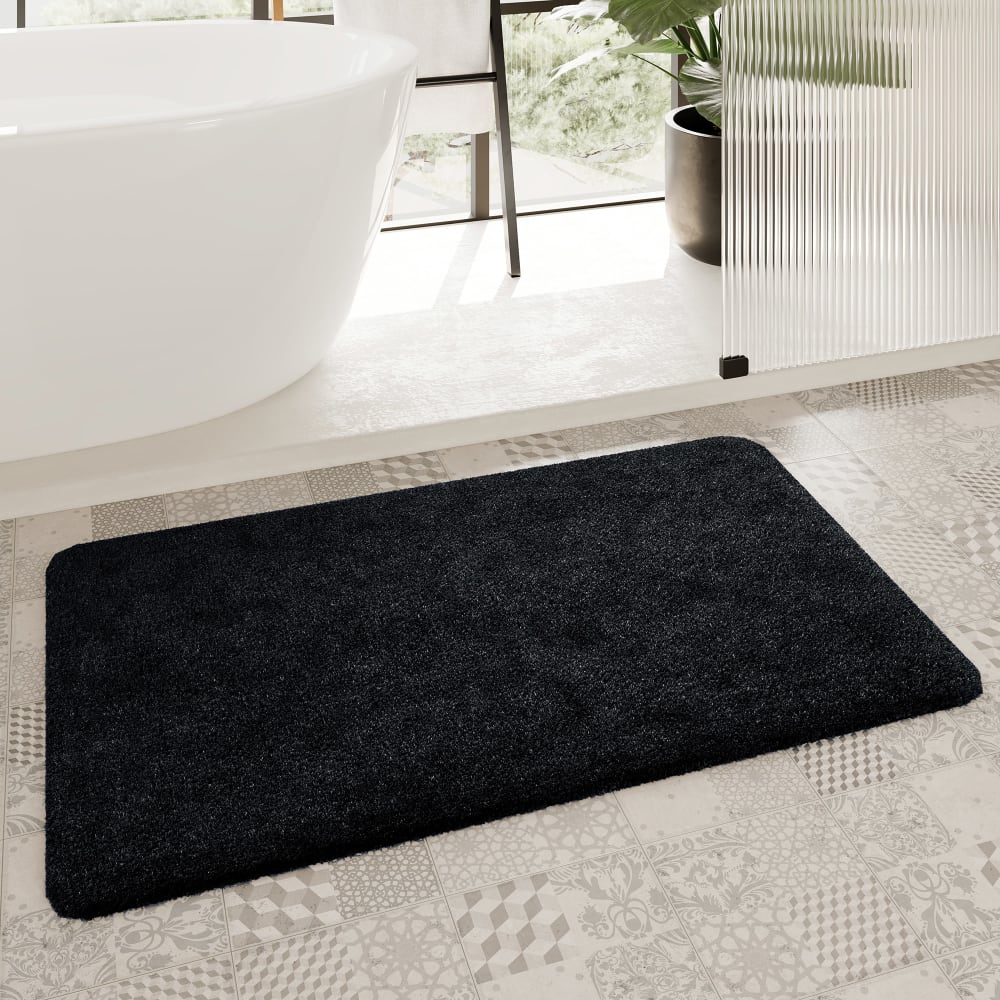Badematte uni aus Polyester anthrazit 80x150 - Maisons Du Monde