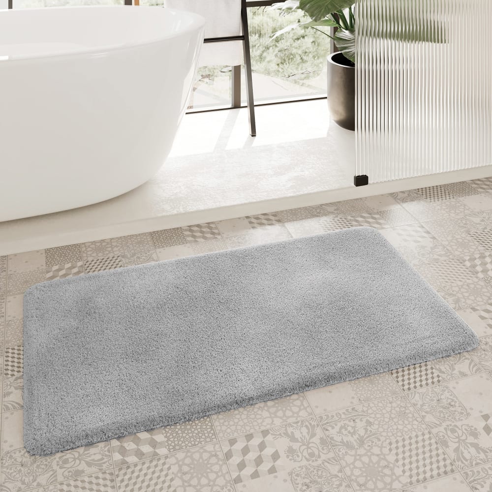 Badematte uni aus Polyester hellgrau 80x150 - Maisons Du Monde