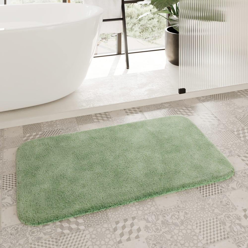 Tapis de bain uni en polyester tilleul 70x120 — vue 3