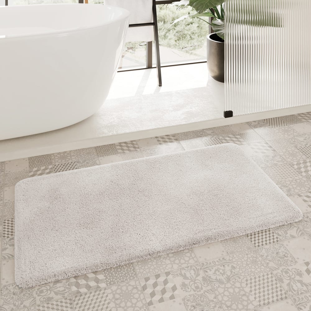 Tapis de bain uni en polyester ivoire 70x120 — vue 3