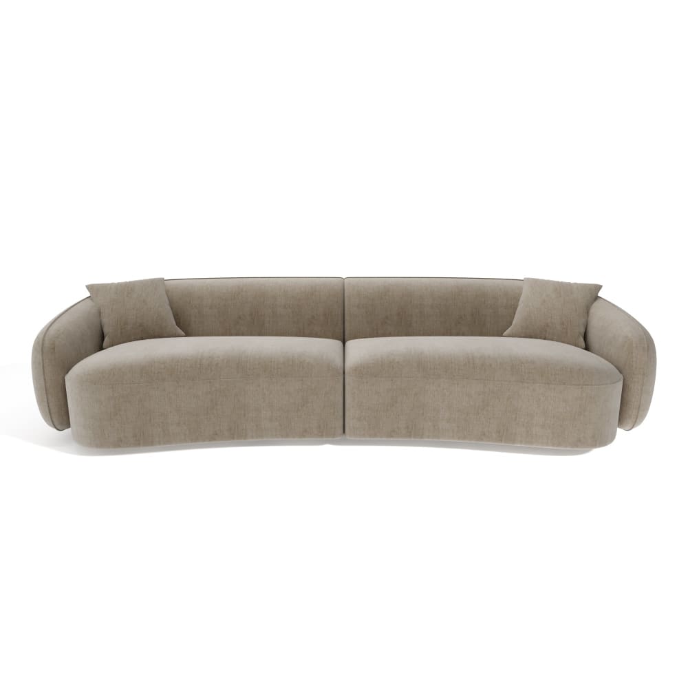 Canapé 4 places en tissu tramé taupe