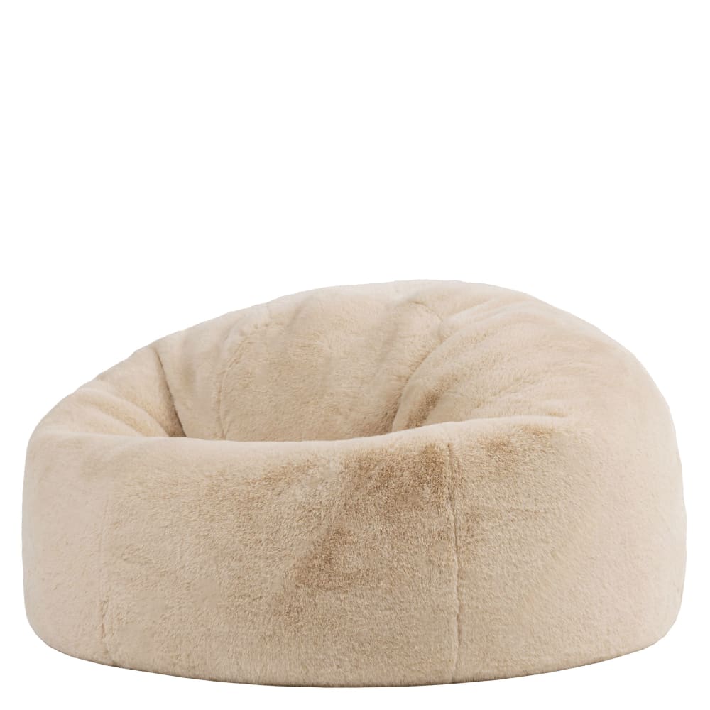 Pouf classique en imitation fourrure de lapin luxueuse, beige