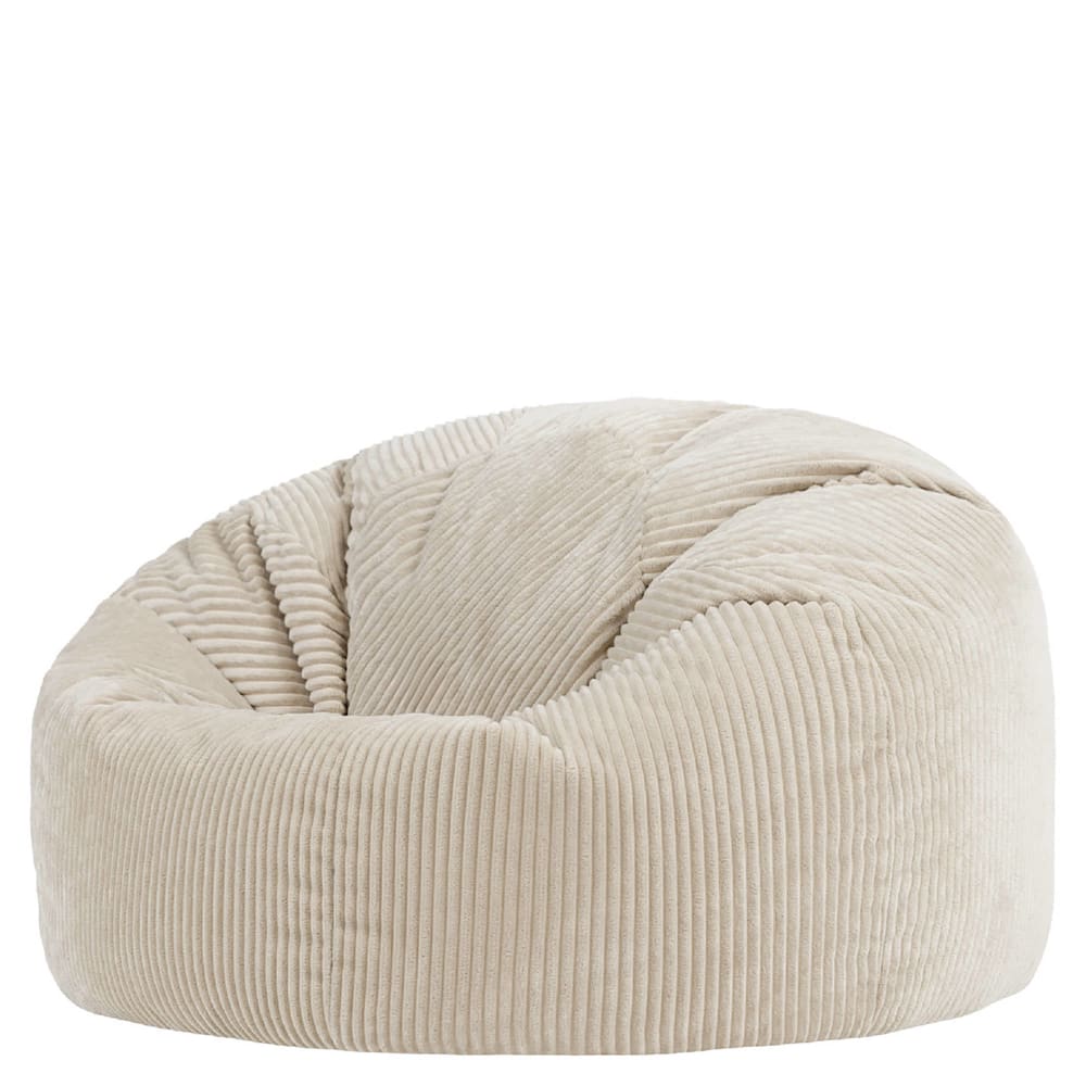 Pouf classique fauteuil large xl velours côtelé beige galet Pouf classique fauteuil large xl velours côtelé beige galet