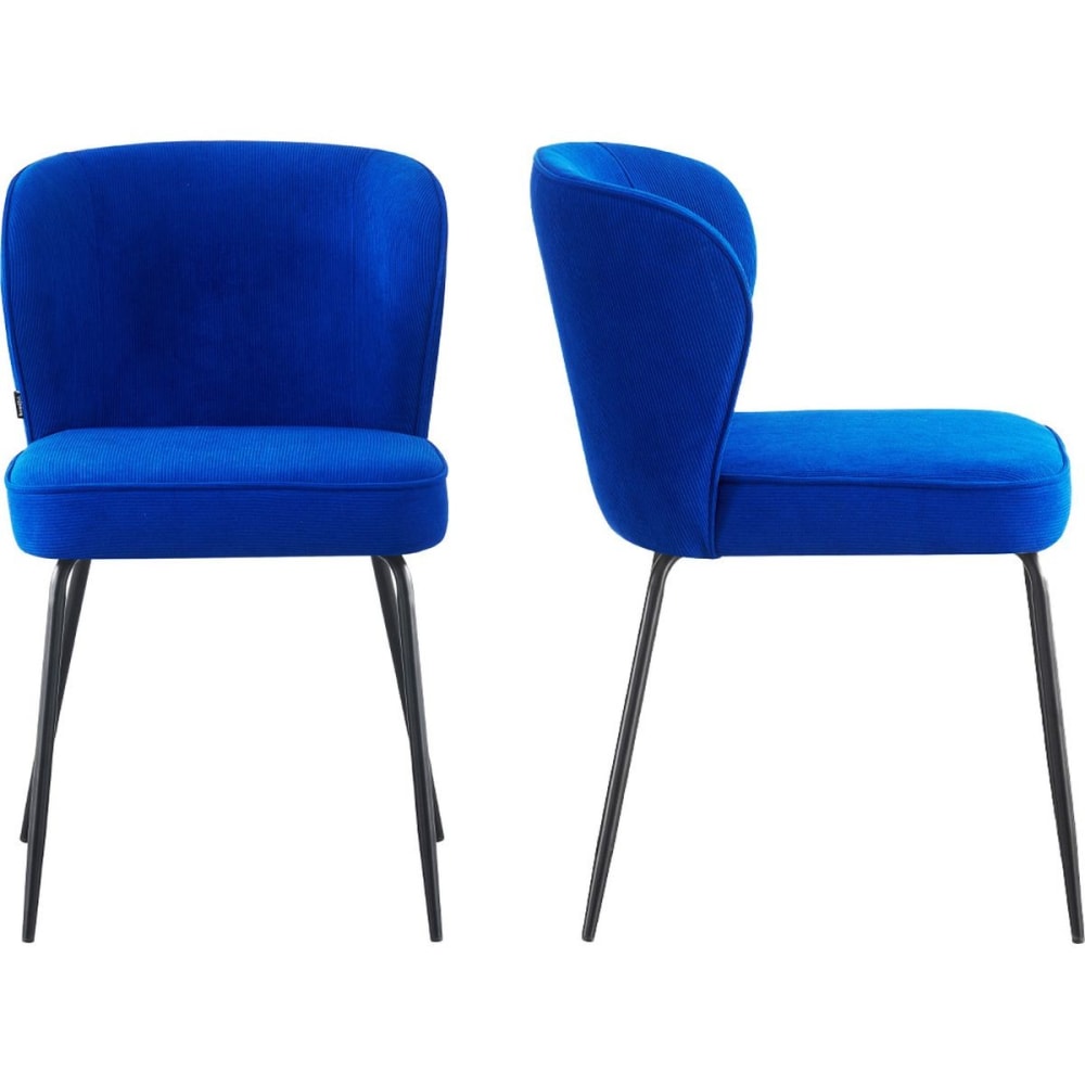 Lot+de+2+chaises+en+velours+cotele+bleu+electrique