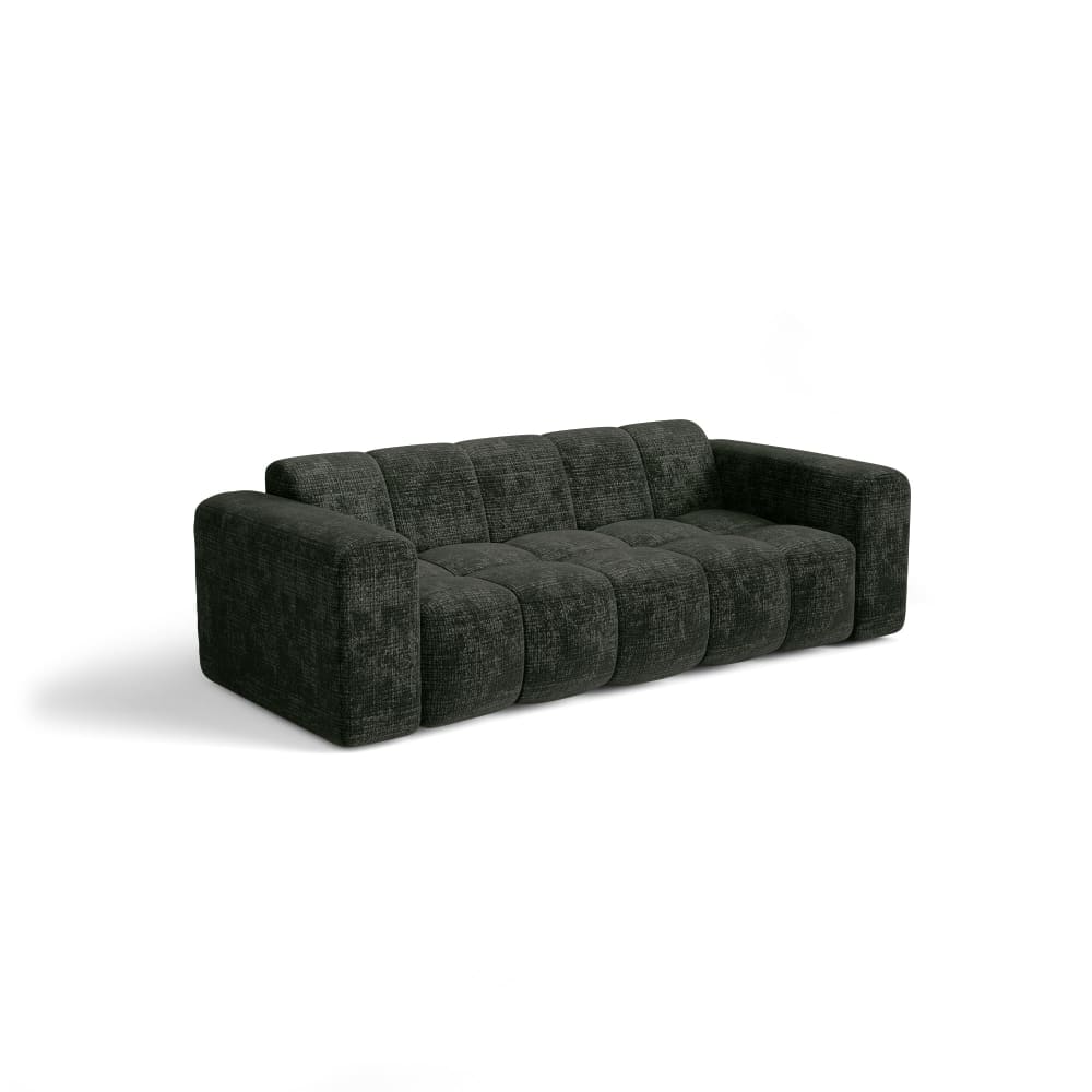 Canapé 4 places en velours gaufré gris anthracite