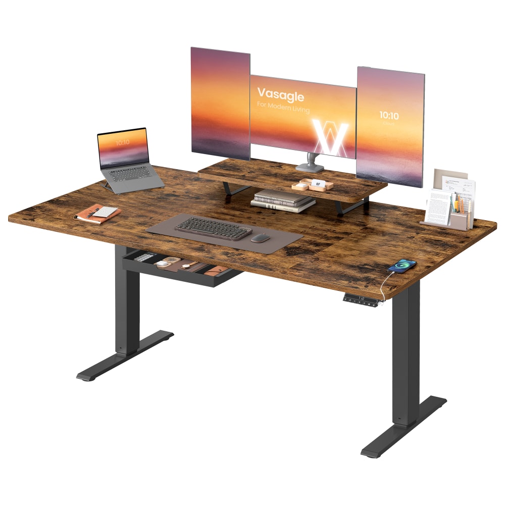 Bureau électrique réglable 160 x 80 cm marron et noir