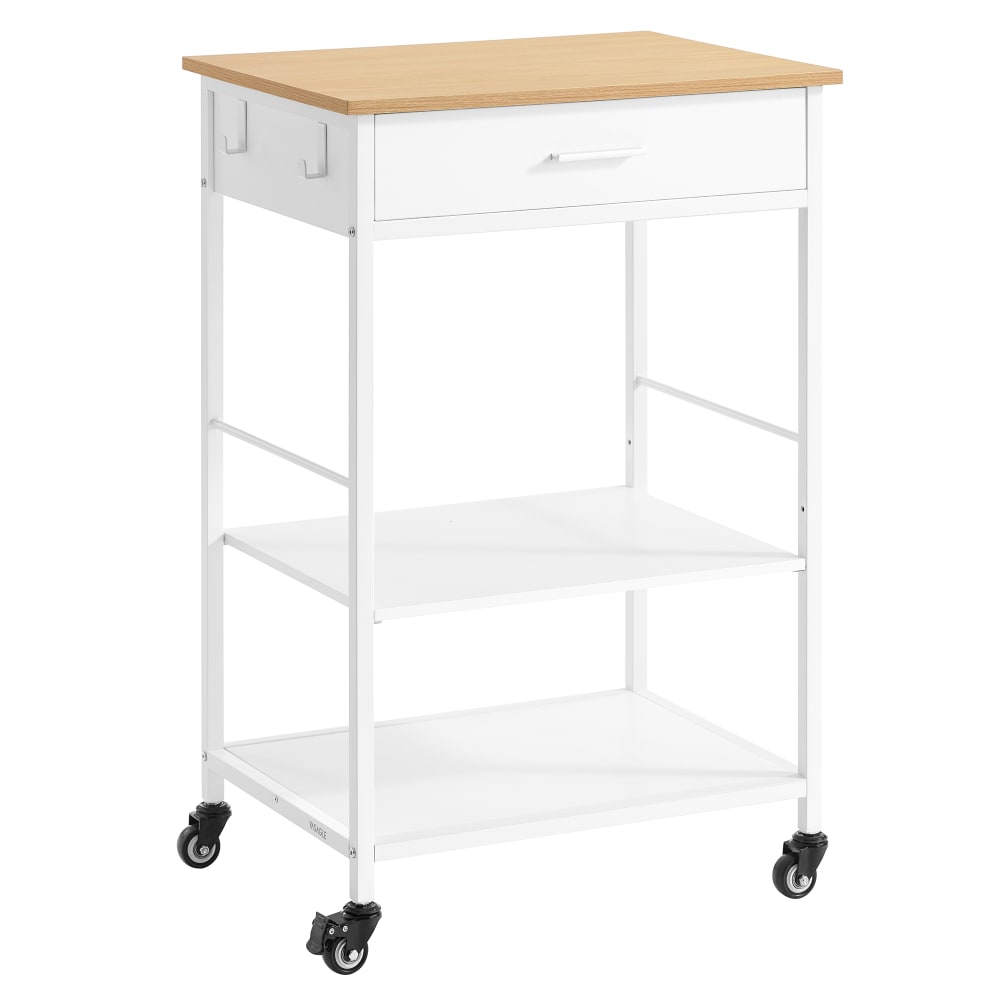 Desserte de cuisine à roulettes 45 x 60 x 90 cm beige et blanc mat