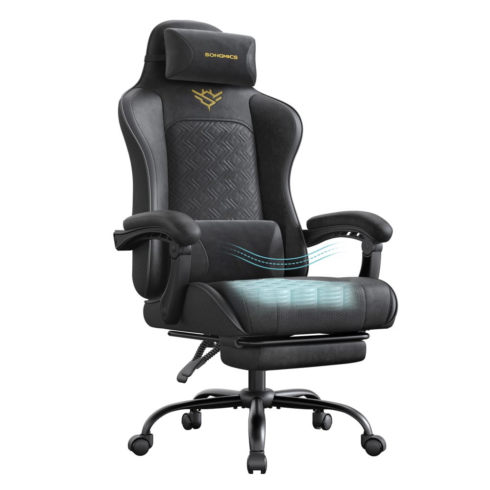 Chaise gaming ergonomique coussin d'assise à ressorts noir