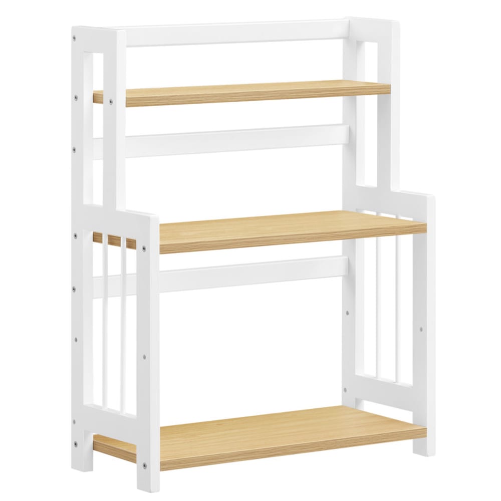 Étagère de rangement à 3 niveaux cadre en bambou chêne et blanc