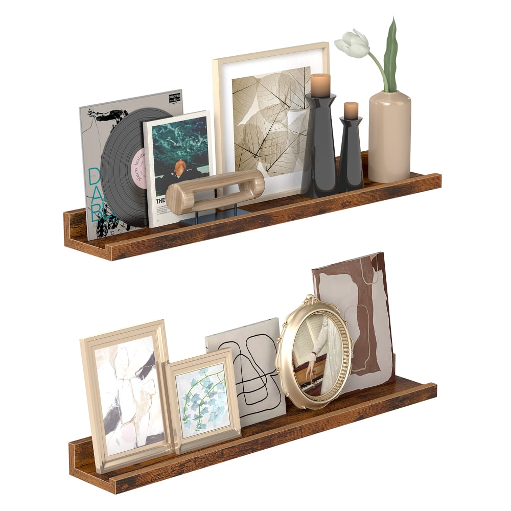 Étagères murales bois mdf avec bords hauts 60 x 10 x 5 cm marron