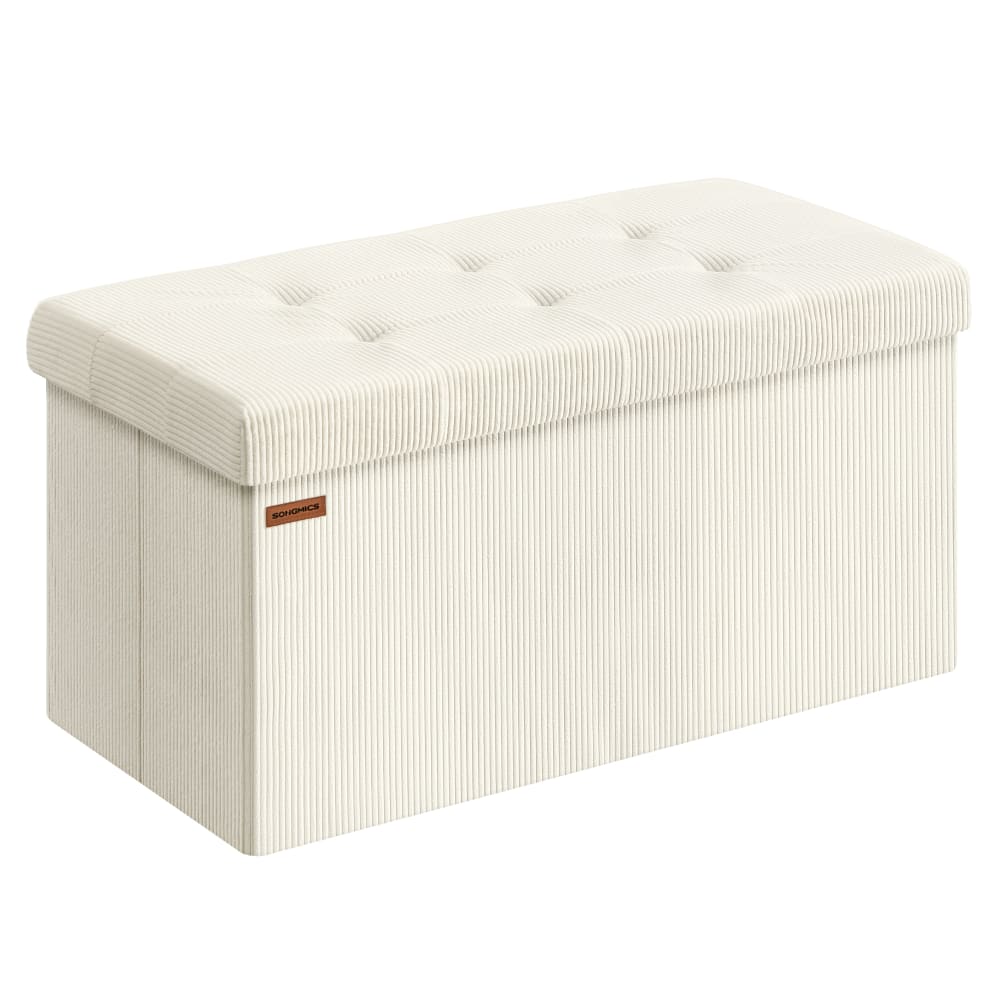 Banc de rangement pliable 38 x 76 x 38 cm charge jusqu'à 300 kg blanc