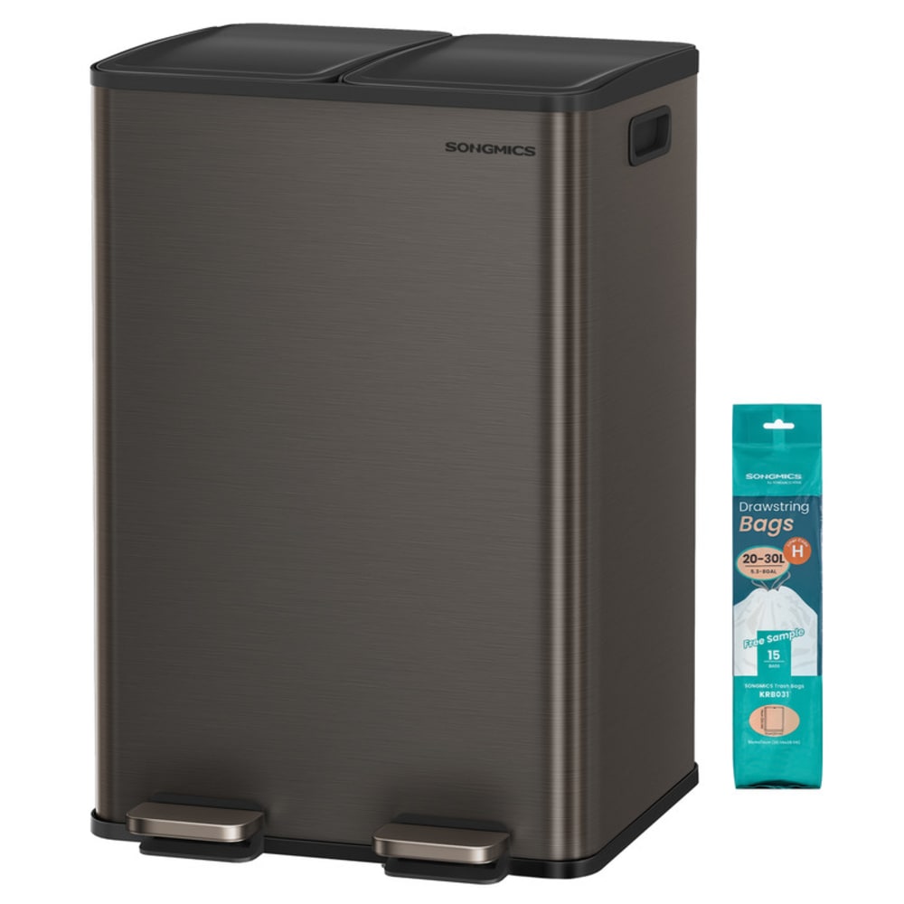Poubelle de cuisine tri sélectif 2 x 30 l 47.7 x 38 x 67 cm gris