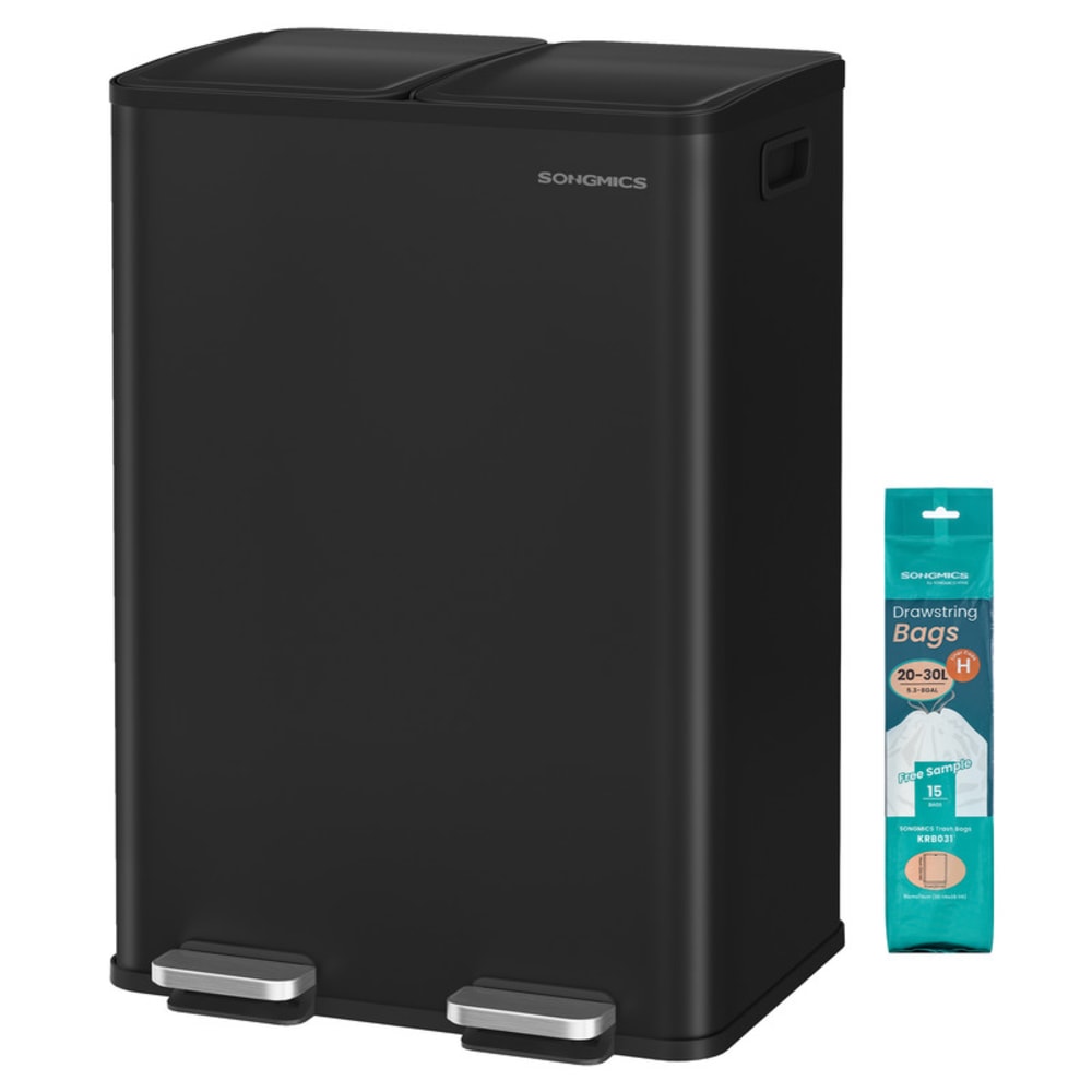 Poubelle de cuisine tri sélectif 2 x 30 l 47.7 x 38 x 67 cm noir