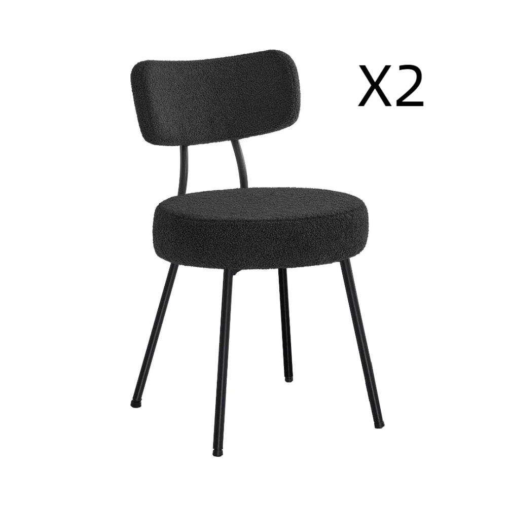 Chaises salle à manger lot de 2 cader en acier,  salon coiffeuse noir