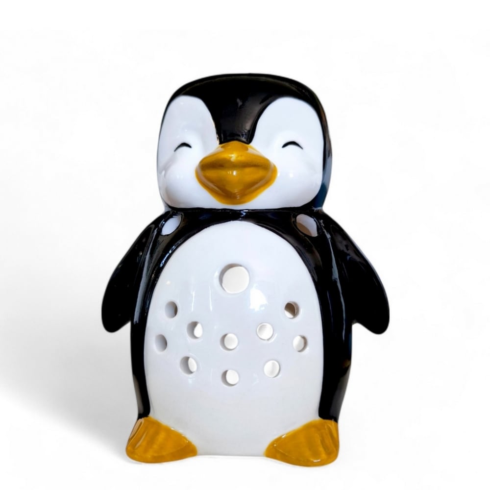 Brûle-parfum Pingouin céramique – Diffuseur huile parfumée -H 12,5cm