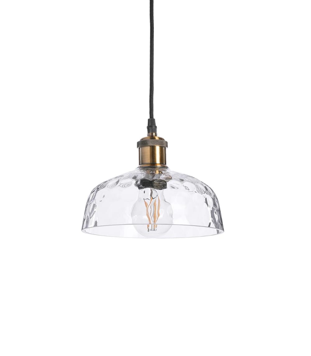 Suspension en verre or / laiton, d.20 cm