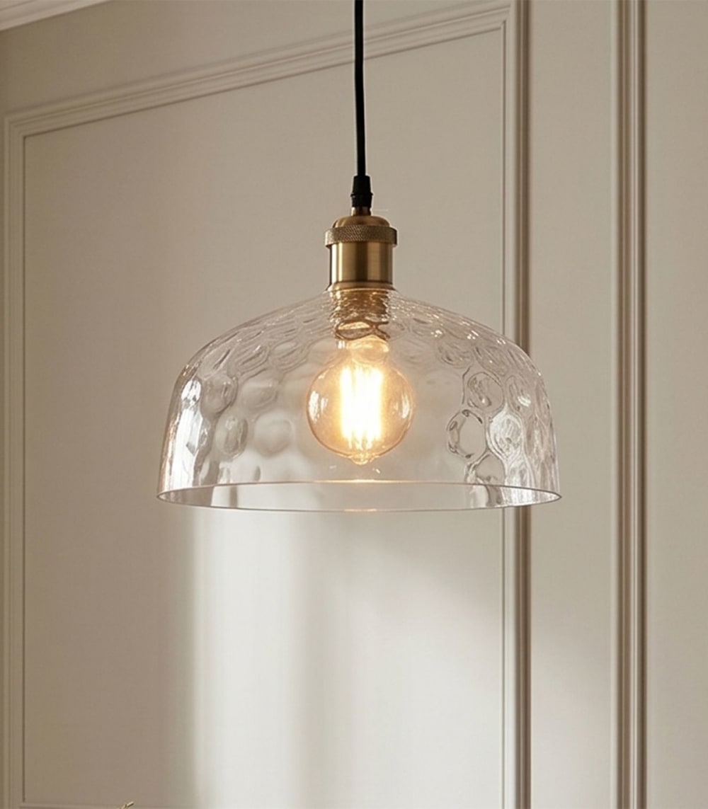 Suspension en verre or / laiton, d.20 cm — vue 3