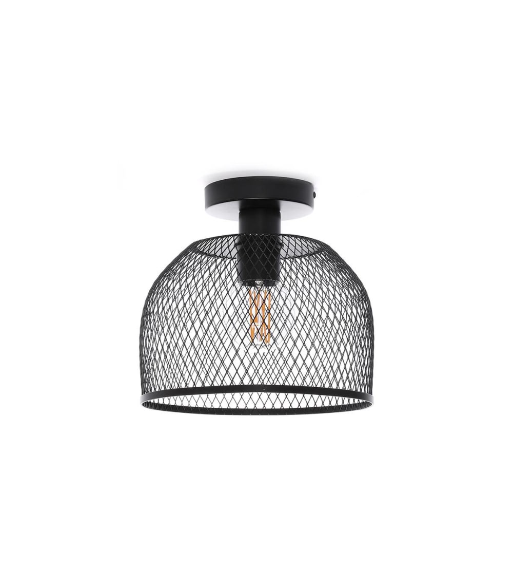 plafonnier+en+metal+noir,+d.25+cm