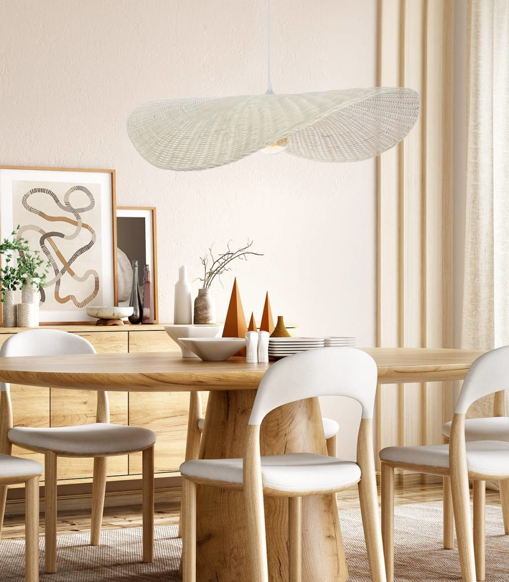 Suspension en rotin blanc, d.78 cm — vue 3