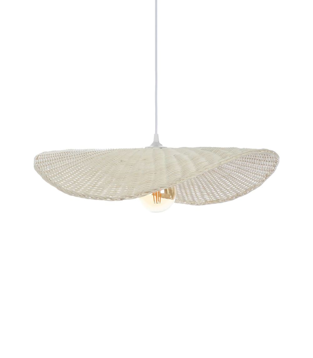 suspension en rotin blanc, d.58 cm