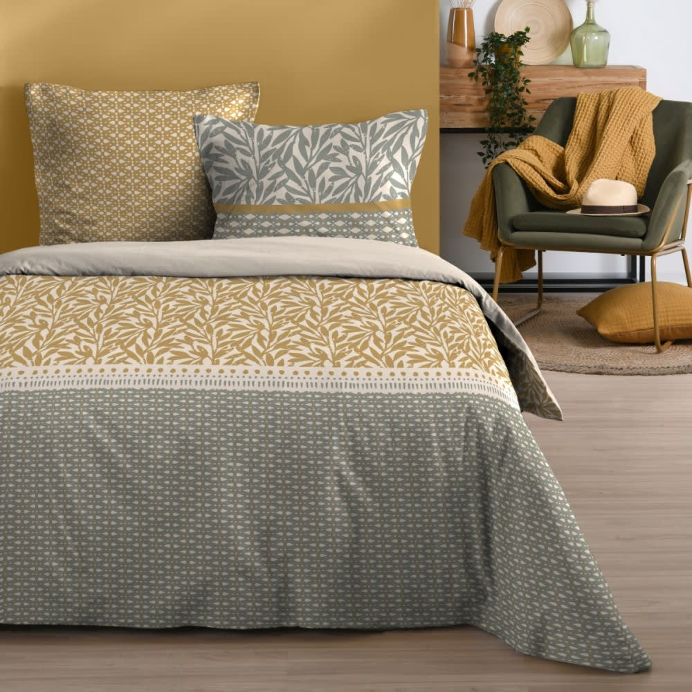 Parure de couette 100% coton 57 fils imprimée 260x240cm 2 taies