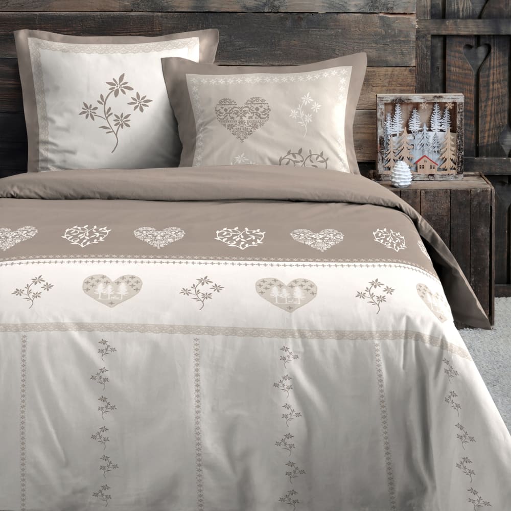 Parure de lit style montagne chaleureuse polyester naturel 240 x 260