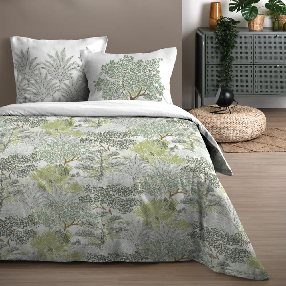Parure de couette 100% coton 57 fils imprimée 260x240cm 2 taies