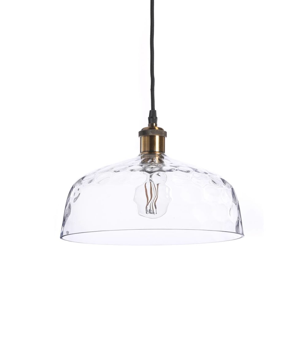 Suspension en verre or / laiton, d.30 cm