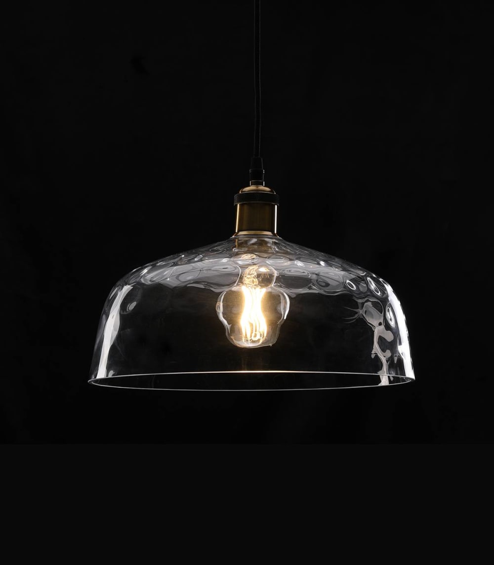 Suspension en verre or / laiton, d.30 cm — vue 3