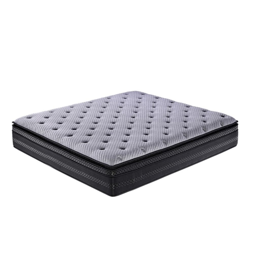 Reca Bedding Matratze mit Doppeltopper und Federn 25 cm mittelfest 140x190 cm Grau Öko-Tex Zertifikat Stoff