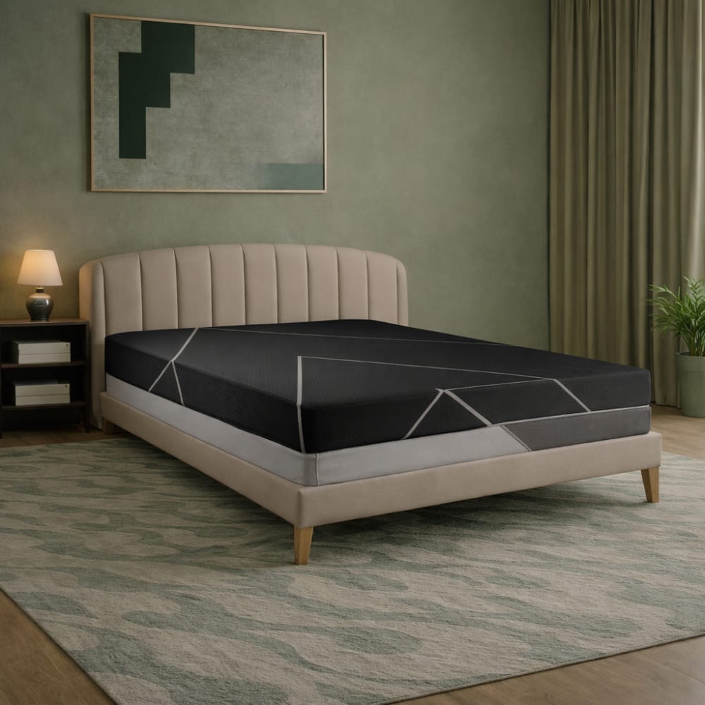 Reca Bedding Matratze mit Taschenfederkern und Memory-Schaum 25 cm 200x200 cm Schwarz Öko-Tex Zertifikat Stoff