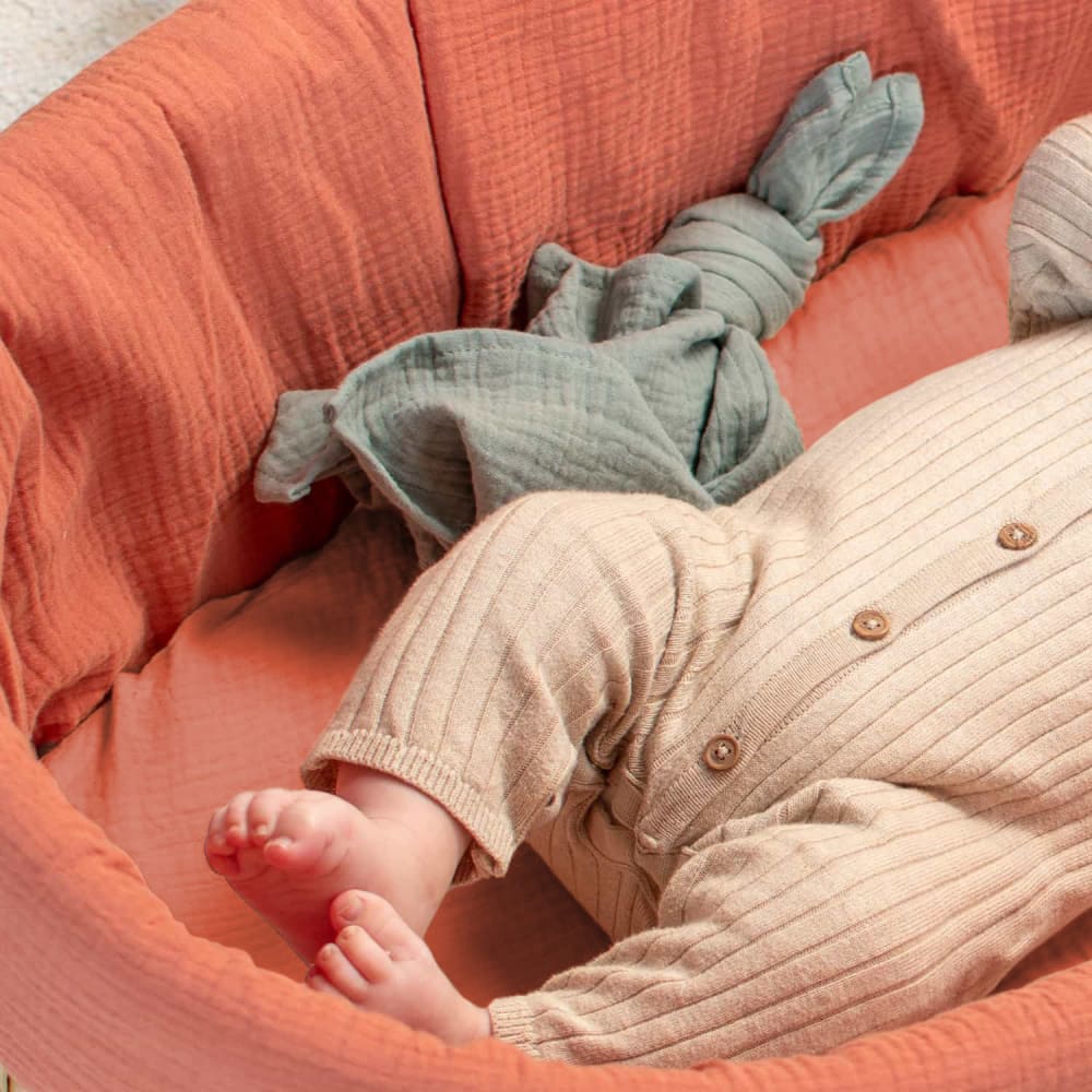 Lot de 3 draps housse couffin bébé gaze de coton Terracotta 70x30 cm