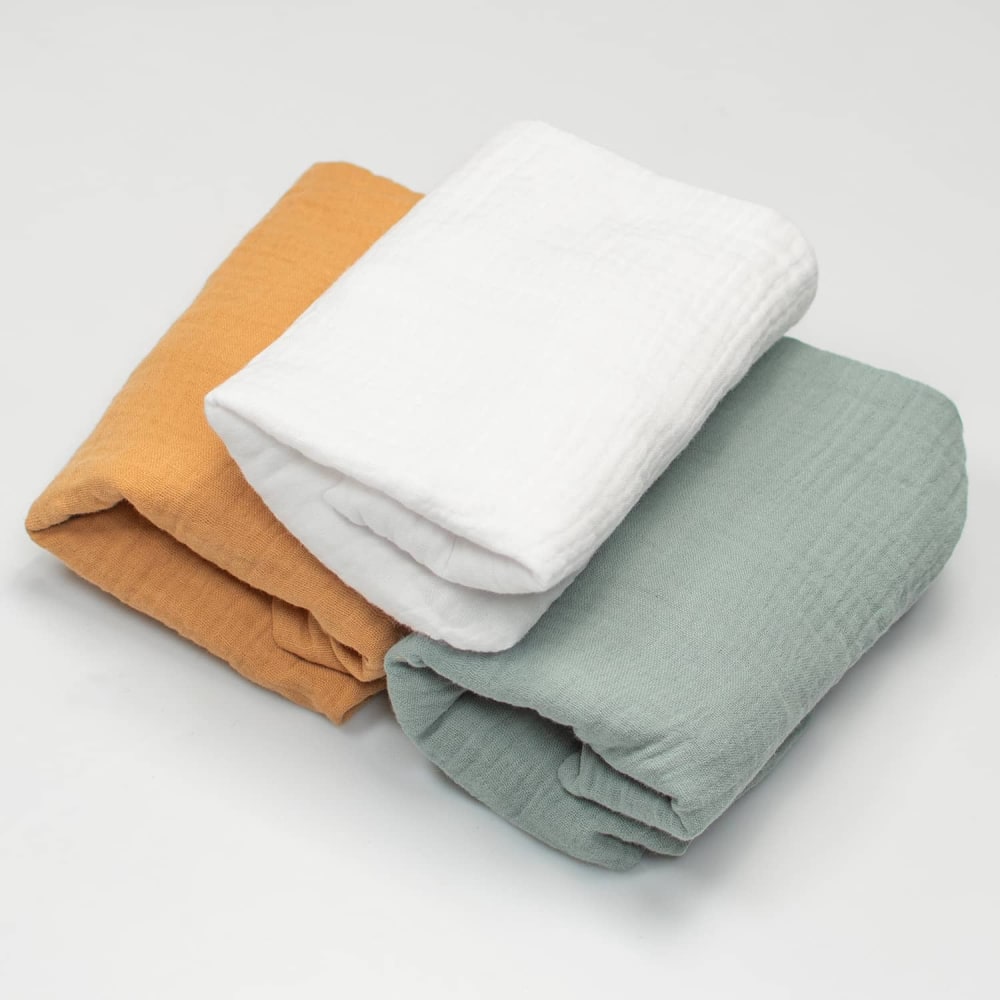 Lot de 3 draps housse couffin bébé gaze de coton Multicolore 70x30 c