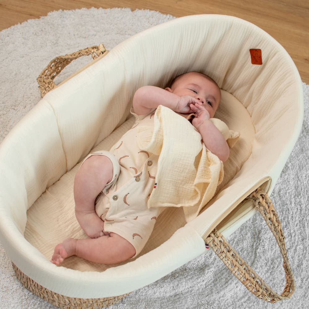 Lot de 3 draps housse couffin bébé gaze de coton Rose 70x30 cm