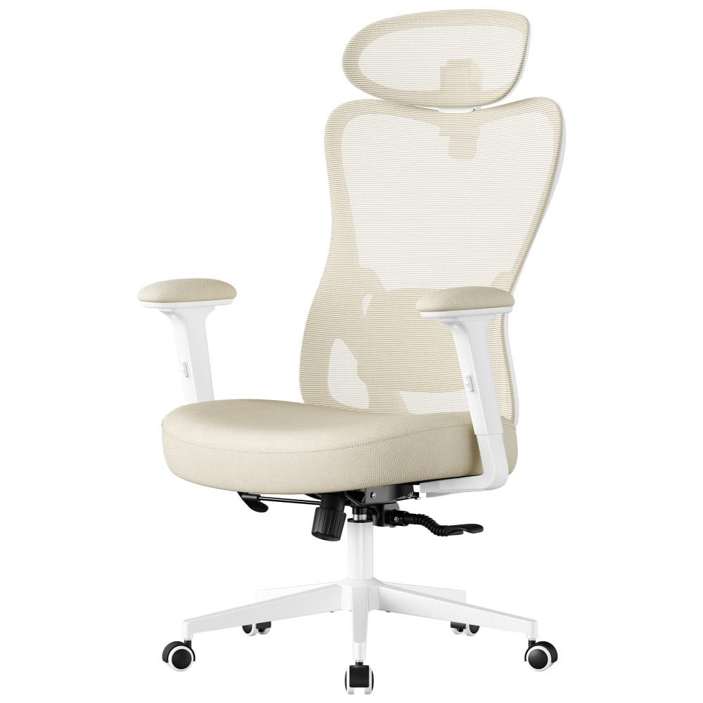 Fauteuil de bureau supporte jusqu’à 150 kg hauteur réglable beige