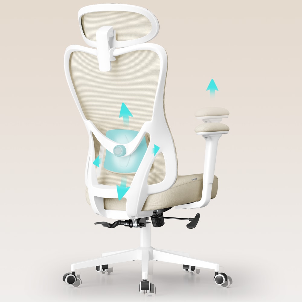 Chaise de bureau ergonomique supporte jusqu'à 150 kg beige