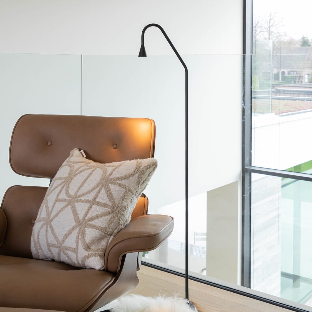 Lampadaire de lecture led en métal noir, h 122 cm — vue 3