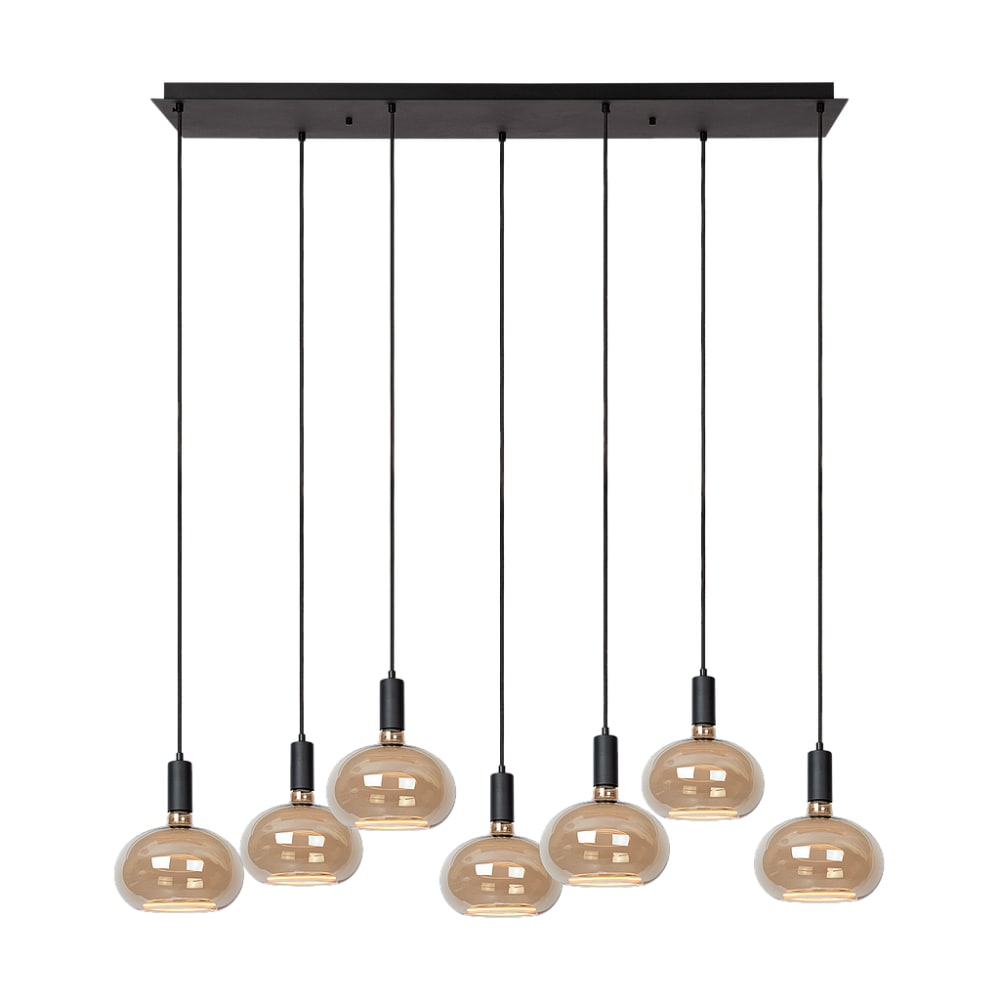 Lampe suspendue rectangulaire 7 sources lumineuses, 110 x 31 cm