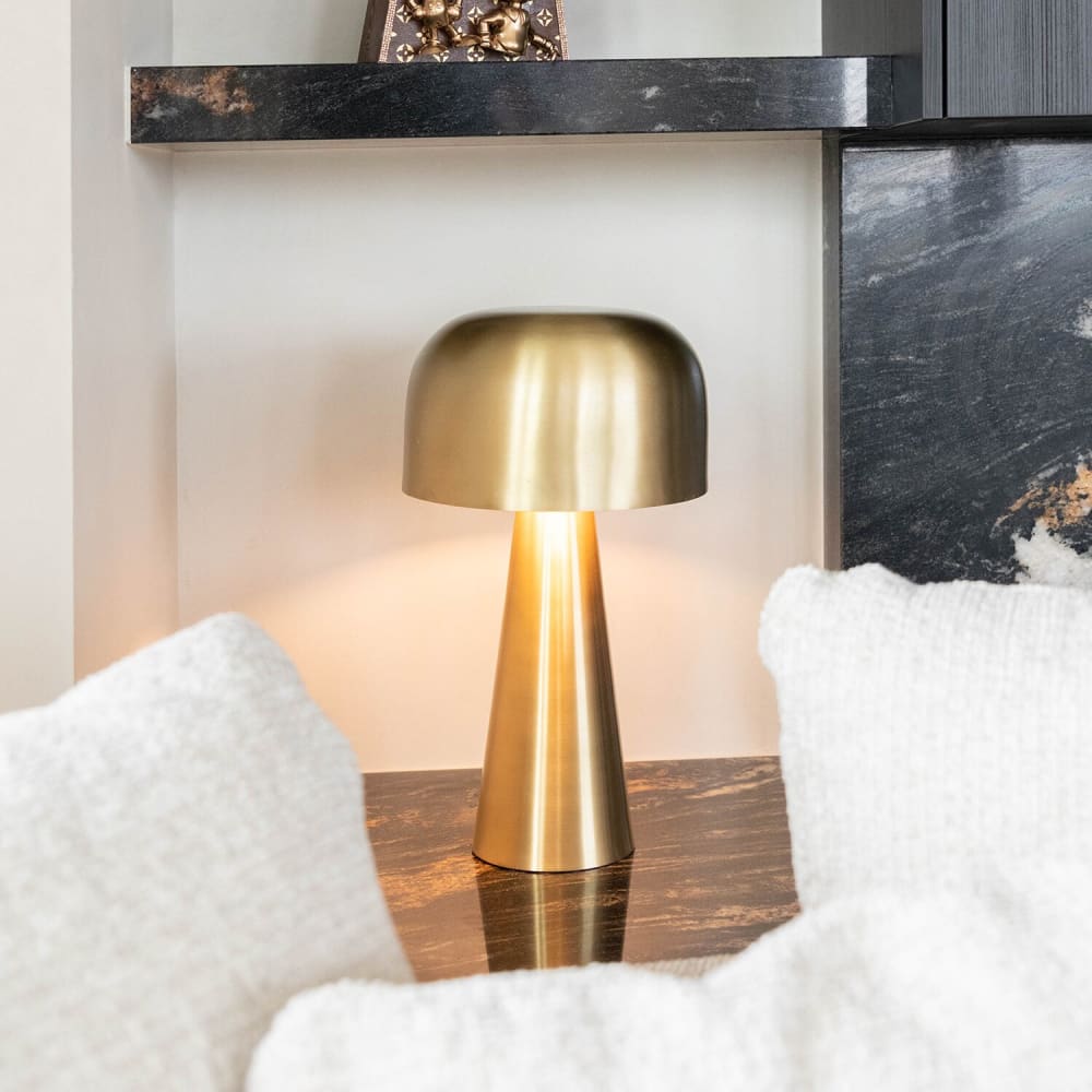 Lampe de table en métal laiton antique, h 45 cm — vue 3