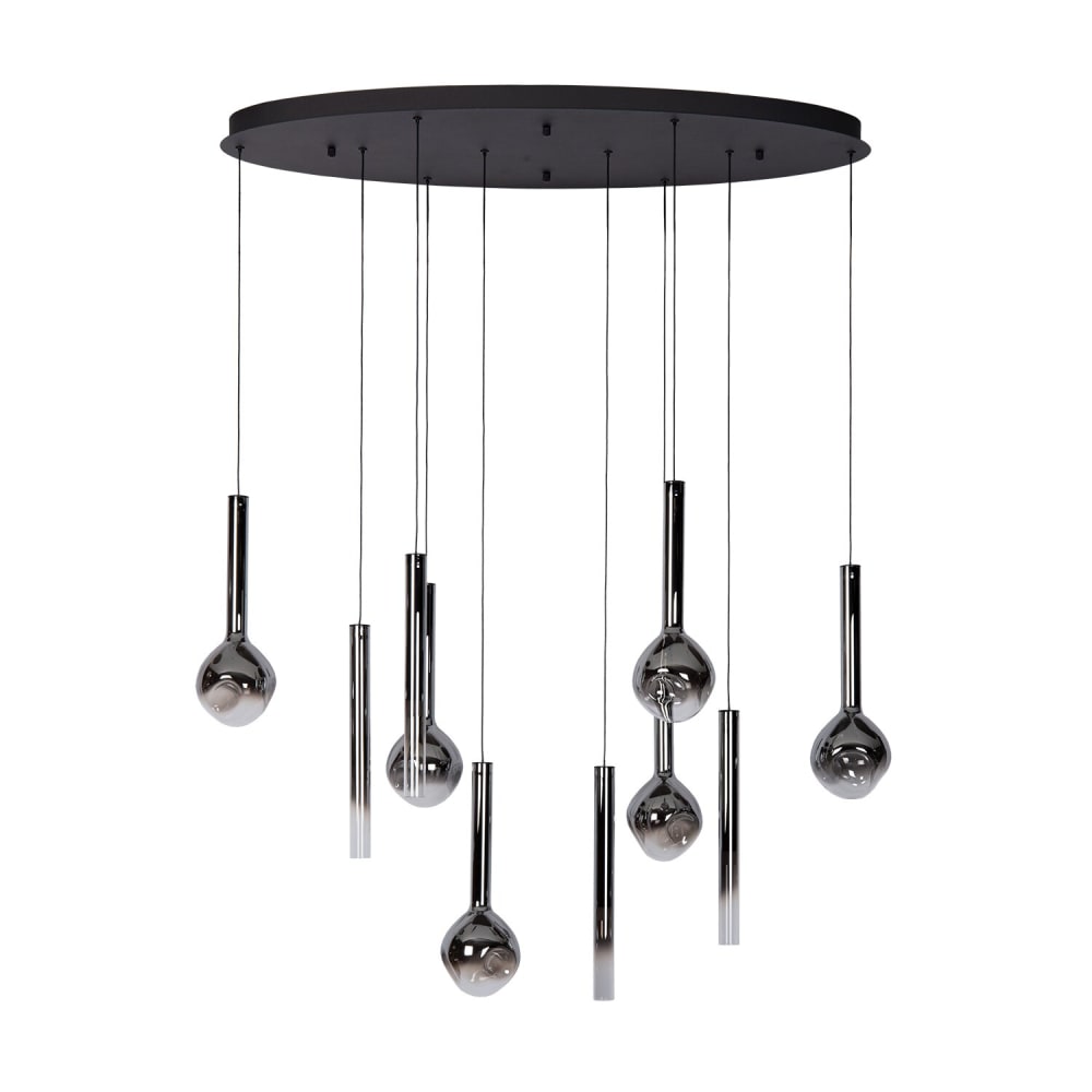 Lampe suspendue ovale en métal et verre avec 10 ampoules — vue 4
